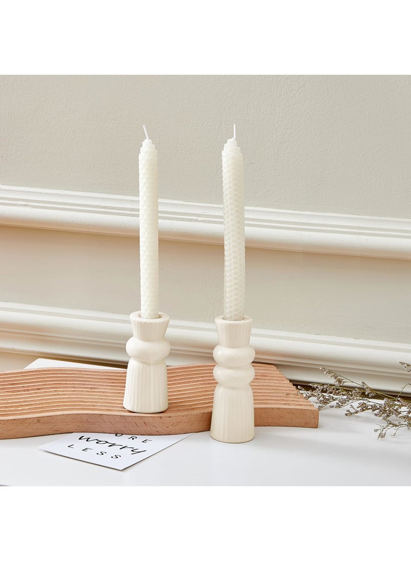 SYOSI Ceramic Candle Holders Set of 2, Creative Modern Knot Candlestick Holder Set, Table Centerpiece Taper Candle Holders Desktop Decoration for Home Decor, Wedding, Dinning, Party (Cream) - Image 1